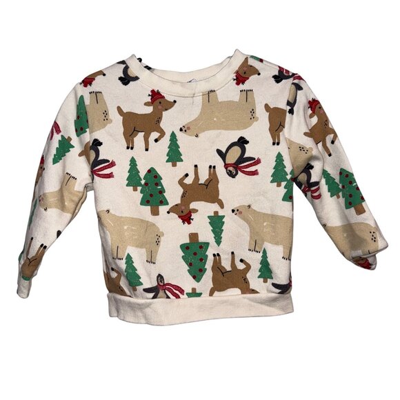 Old Navy Toddler Sweatshirt 18-24 M Holiday Animal Print - Picture 1 of 6